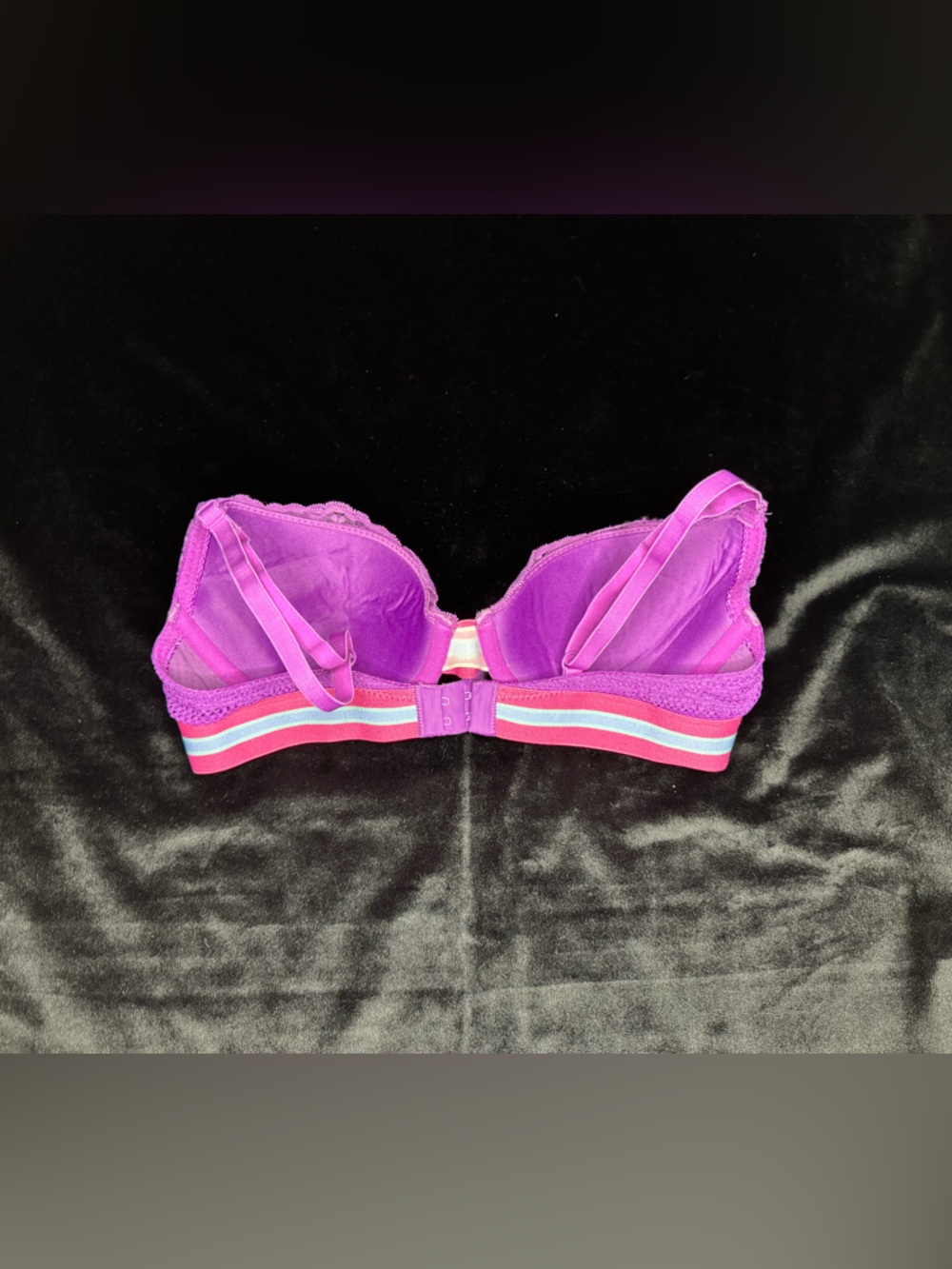 Joe Boxer Fuchsia Lace Push-Up Bra with Striped Elastic Band - Picture 3 of 3